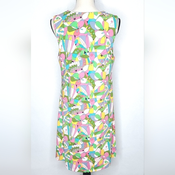 Flora Bea Nyc Livie Butterfly Colorful Stretchy Mini Sleeveless Dress Size L - Picture 4 of 12